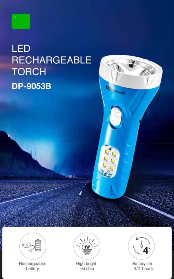 dp 9053b led portable rechargeable flashlight torch