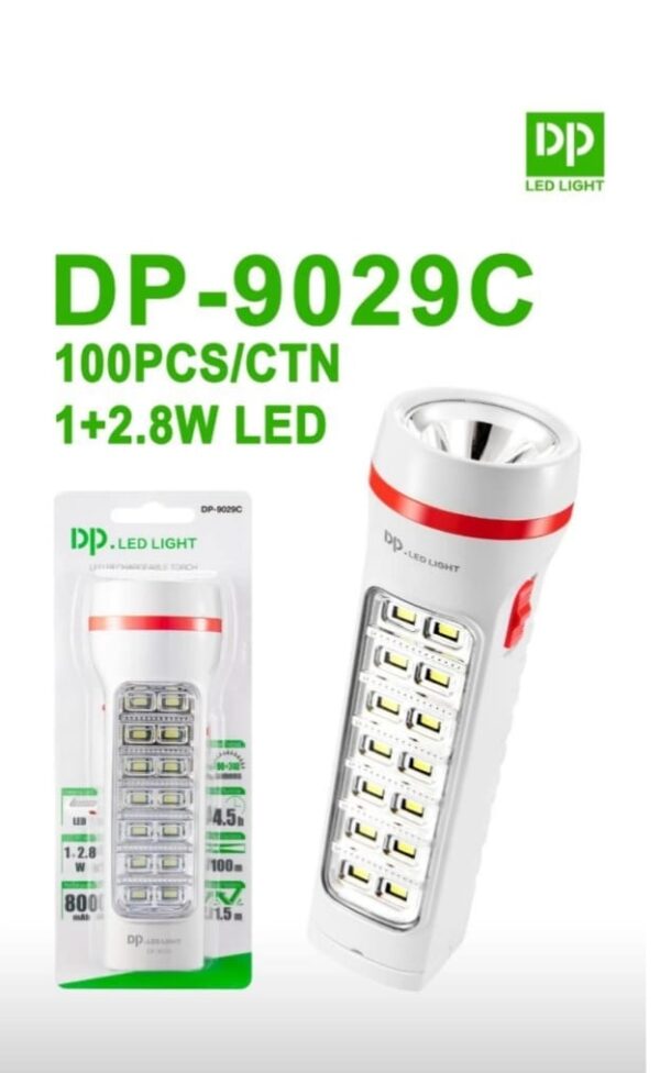 dp 9029c portable rechargeable led torch flashlight